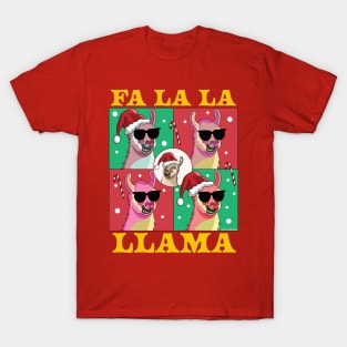 Fa La La Llama - Funny Christmas Falala Llama with Santa Hat T-Shirt